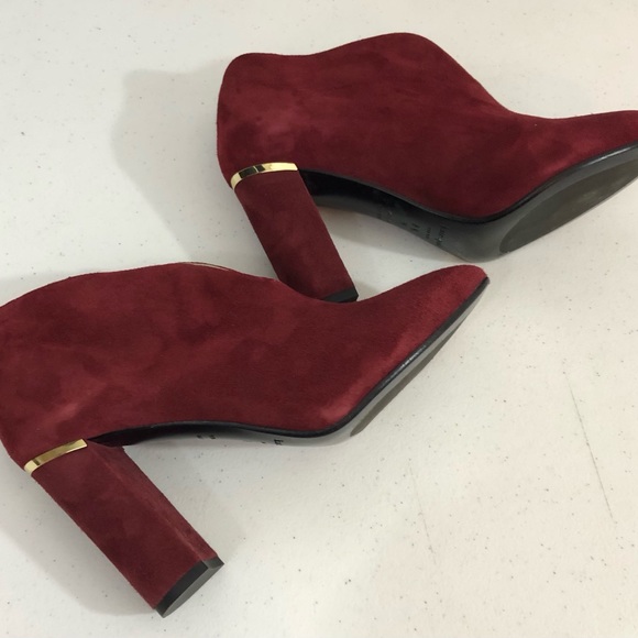 Kate Spade New York Ankle Boots Block Heels Women Maroon Made in Italy Size 8.5 - Picture 3 of 9